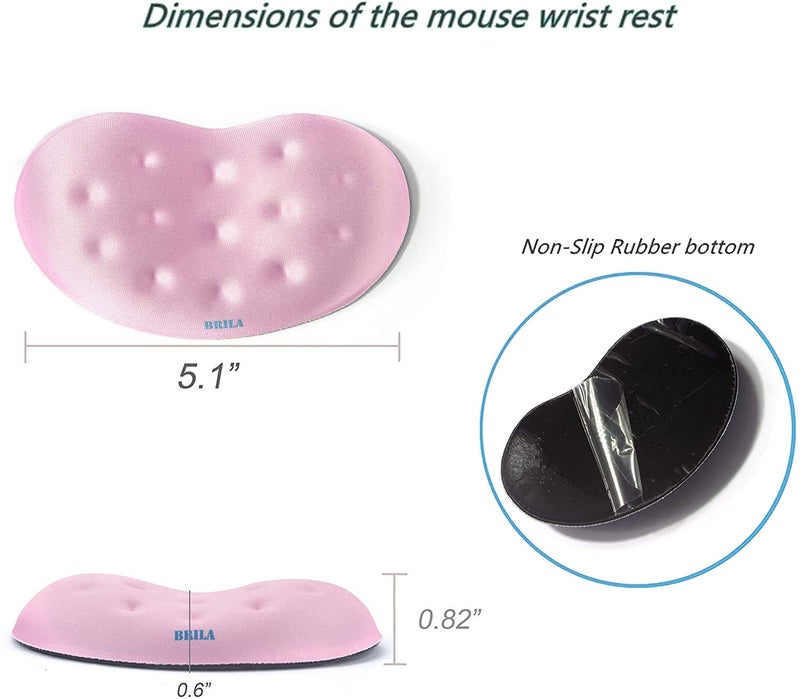 BRILA Memory Foam Mouse & Keyboard Wrist Rest Support Pad Cushion Set for Computer, Laptop, Office Work, PC Gaming - Massage Holes Design - Easy Typing Wrist Pain Relief (Pink Bundle) - Image 5